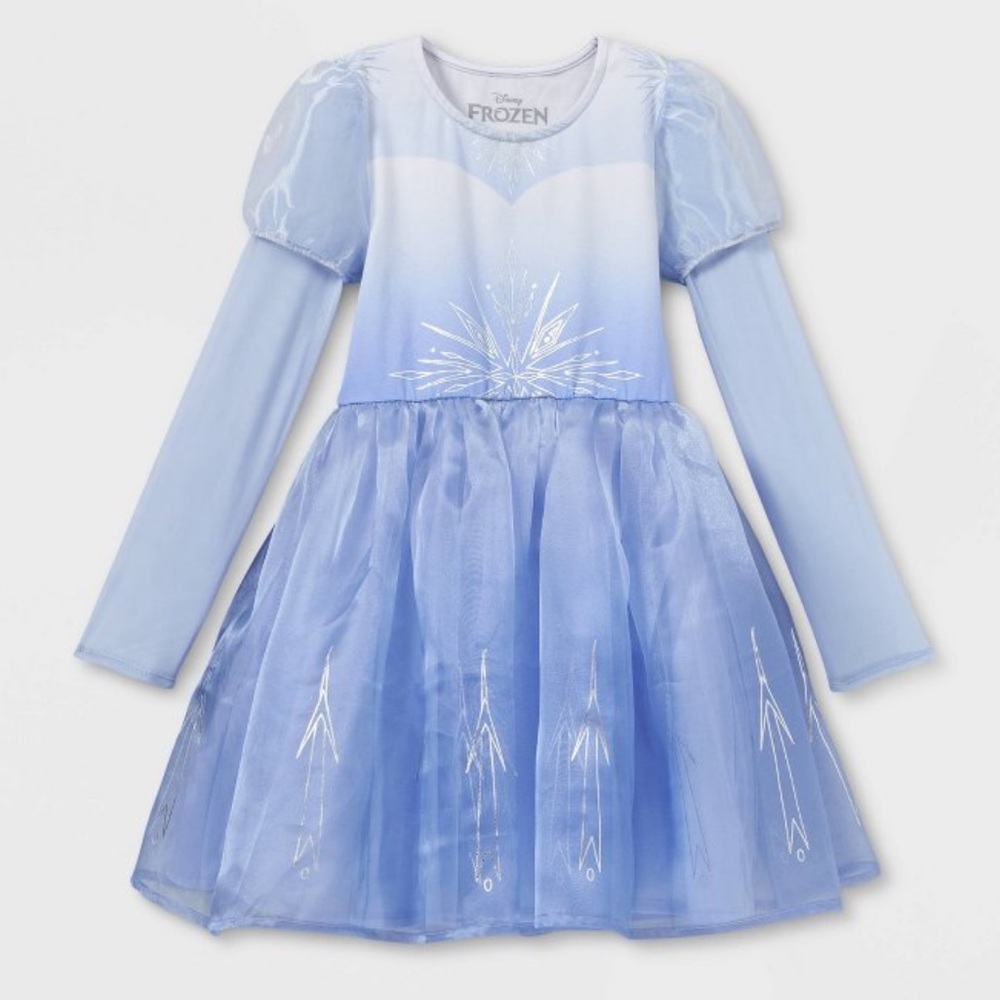 Disney Frozen 2 Elsa Long Sleeve Cosplay Dress - Light Blue